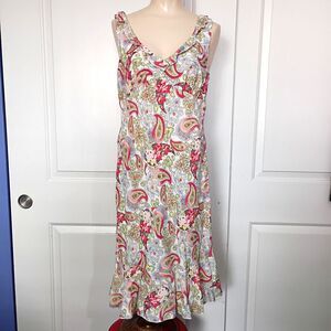 NEW CAbi Floral Paisley Dress Sleeveless V Neck Fit Flare 4 Preppy Coastal